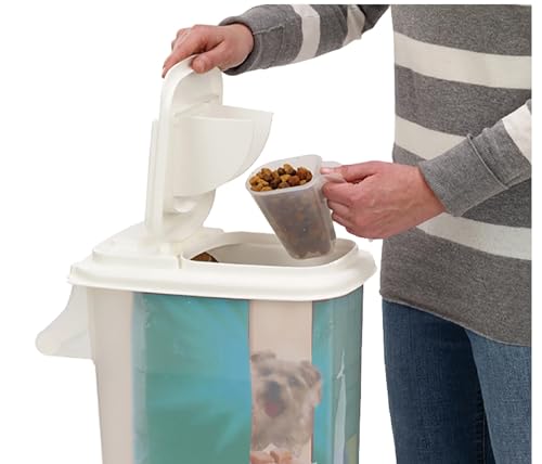 Bird Seed Storage Container with Pour Spout, 16 Quart Capacity, White, 16.5H x 14.5W x 7.75D inches