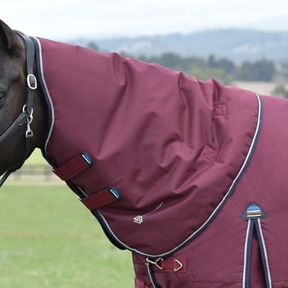 WeatherBeeta ComFiTec Essential Turnout Detach-A-Neck 220G, Burgundy/Navy, 75" - color: Burgundy/Navy, size: 75"