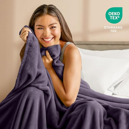 Bare Home Fleece Blanket Luxury Microplush (Full/Queen, Eggplant) - color: 15 - Eggplant, size: Full/Queen