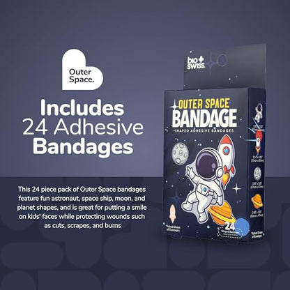 BioSwiss Bandages, Outer Space Shaped Self Adhesive Bandage Set, Latex Free, Sterile Wound Care, 24 Count - color: Outer Space, size: 24-Count Box