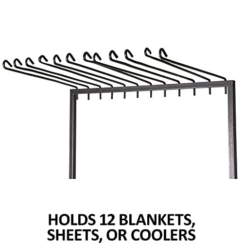EASY-UP Pro Series Rolling Blanket Hanging Rack | Portable Rolling Design | Holds 12 Blankets | Locking Caster Wheels | Grid Floor Layout | 7-Year Warranty