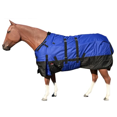Hilason 600D Waterproof Turnout Blanket for Horses with Belly Wrap - size: 78 In