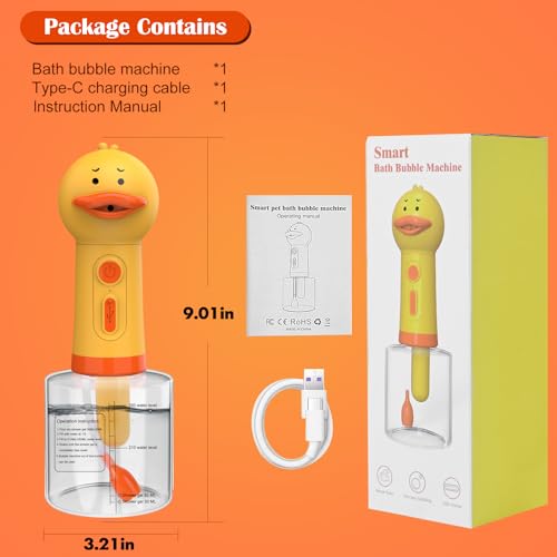 Electric Foaming Shampoo Dispenser for Dog and Cat Bathing, Rechargeable Soap Dispenser for Pet Bathing, Bathroom, Kitchen Sink, Toilet Cleaning - color: Yellow Ducky