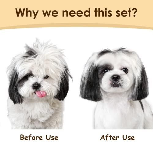 Professional Deshedding Dog Brush Grooming Kits, for Long-Haired Dogs and Cats - Dog Deshedding Brush and Slicker Brush Set 3 in 1 Gift Box for Long Hair Pets like Golden Retriever