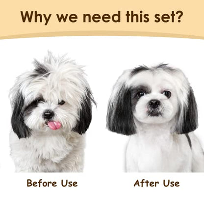 Professional Deshedding Dog Brush Grooming Kits, for Long-Haired Dogs and Cats - Dog Deshedding Brush and Slicker Brush Set 3 in 1 Gift Box for Long Hair Pets like Golden Retriever