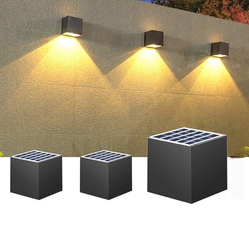 ASLIDECOR Solar Fence Lights Outdoor Waterproof, 2 Modes (Warm/Cool White), IP65 Deck Post Lights, Auto Dusk to Dawn, Easy Install for Railing Patio Garden Stairs (2 Pack)