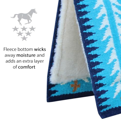 Professional's Choice Ventana Western Saddle Pad | Contoured Design, 100% New Zealand Wool, Moisture-Wicking Fleece, Wear Leathers - color: Pacific Blue, size: 30x34