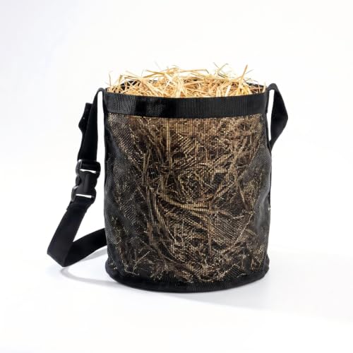 Mesh Horse Feed Bag – Portable Hay Bucket with Adjustable Strap, Durable & Breathable, Reduces Feed Waste for Trailering, Camping & Daily Use, Size L