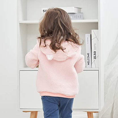 Newborn Infant Baby Boys Girls Cartoon Fleece Hooded Jacket Coat with Ears Warm Todder Kids Outwear Coat Zipper Up 0-6Y - color: White, size: 6-9 Months