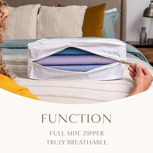 Hayden Hill Luxury Organic Cotton Sweater Storage Bag For Cashmere 15 Inch - color: White