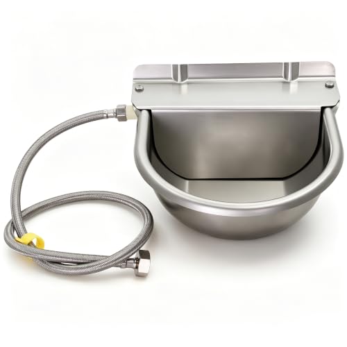 Automatic Horse Drinking Waterer Bowl,Upgrade Stainless Steel Farm Livestock Water Dispenser with Drain Hole and Float Valve for Horse,Dog, Chicken,Goat,Pig (B)