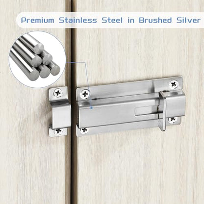 Mooche Slide Latch Lock Barrel Bolt, 3.95 Inch Stainless Steel Gate Latches - color: Brushed