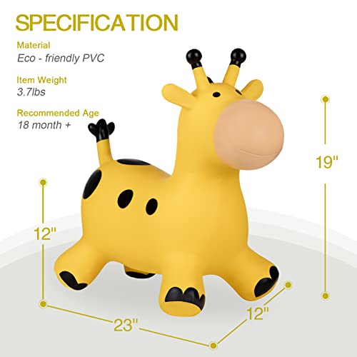 INPANY Bouncy Giraffe Hopper for Toddlers, Gifts Toy for Kid, Pump Included | Eco-Friendly PVC, Low Center Gravity, Cute Cartoon Design, Load 100 Lbs, Learn & Exercise & Active Fun, Gifts for 1-3 Kids - color: Giraffe