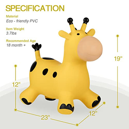 INPANY Bouncy Giraffe Hopper for Toddlers, Gifts Toy for Kid, Pump Included | Eco-Friendly PVC, Low Center Gravity, Cute Cartoon Design, Load 100 Lbs, Learn & Exercise & Active Fun, Gifts for 1-3 Kids - color: Giraffe