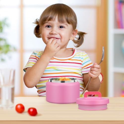 PIQUEBAR 8oz Kids Thermo for Hot Food,Small Lunch Thermo Food Container Stainless Steel,Easy Open Wide Mouth Thermo for Hot Cold Food for Preschool Travel - color: Pure Pink