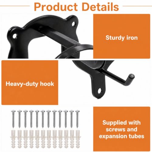 Cididu 12 Counts Horse Bridle Rack, Metal Bridle Hooks Bracket, Bridle Holder Wall Mount with Tubes and Screw, Horse Tack Harness Storage Halter Hanger for Tack Room Horse Barn Supplies