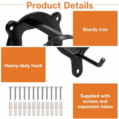 Cididu 12 Counts Horse Bridle Rack, Metal Bridle Hooks Bracket, Bridle Holder Wall Mount with Tubes and Screw, Horse Tack Harness Storage Halter Hanger for Tack Room Horse Barn Supplies