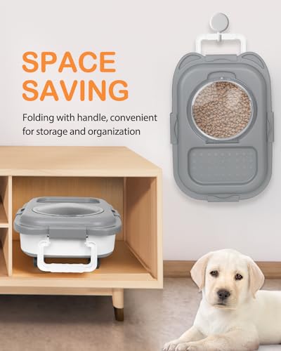 15-23 Lbs Dog Food Storage Container Airtight,Collapsible Pet Food Storage - color: Grey with handle