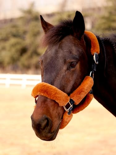 Harrison Howard Fleece Halter Covers for Horses, Set of 9, Prevent Hair Loss Pressure Marks, Padded Horse Halter Fleece Set Medium Brown - color: Medium Brown