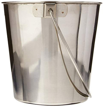 Advance Pet Products Heavy Stainless Steel Round Bucket, 2 Quart | Durable Food & Water Pail for Dogs, Cats, Kennels, Cages and Critter Crates | Multi-Purpose Bucket - size: 2 quart