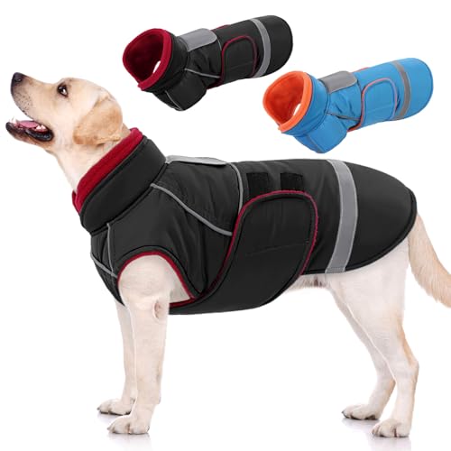 Large Dog Coat, Dog Jacket for Winter, Warm Pet Winter Coat - color: Black, size: X-Large