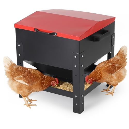 Garvee Metal Chicken Feeding Box, 80 lbs Large Capacity, Portable Feeder - size: 80 LBS