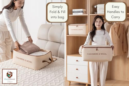 100% Cotton Cashmere & Wool Storage Bag – Breathable Sweater Storage Bag for Cashmere, Wool, Knitwear & Delicate Garments – Dust & Moisture Protection - size: Cashmere Bag