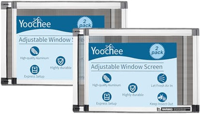 Expandable Window Screen, 2 Pack Adjustable Window Screen (10" H x 14.3" - 25" W) - Extra Small Replacement Window Screens with Frame, Durable Replacement Screen for Window - size: 2 Packs【10" H x 14.3" - 25" W】