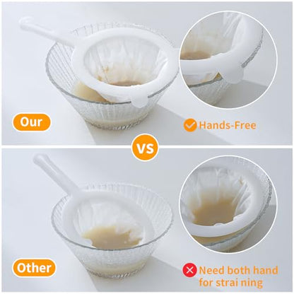Premium Multi-Mesh Strainer Set, 4 Pack - 100/200/300/400 Mesh, Nylon & Plastic Fine Mesh Sieve for Tea, Coffe, Nut Milk, Juice, Broth, Smoothies, Reusable & Easy to Clean, Durable,Dishwarer Safe