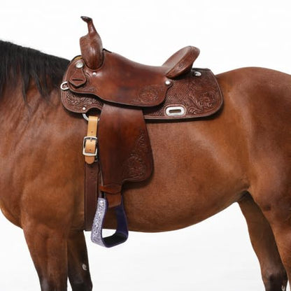 Horse Western 5" Barrel Racer Engraved Aluminum Angled Show Stirrups 51140 - color: Purple