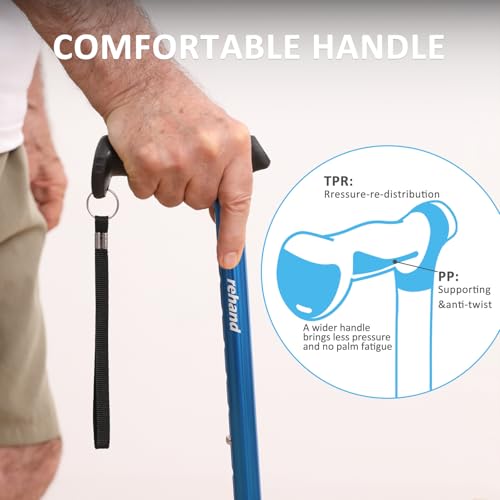REHAND Walking Cane for Men & Women - Foldable, Adjustable, Lightweight, Self Standing Pivot Walking Cane, Soft Handle Grip, with Travel Bag, Walking Sticks for Seniors & Adults - color: Purple