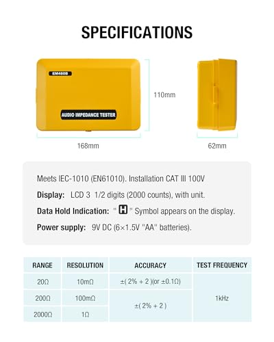 ALLOSUN - EM480B Audio Impedance Tester Digital LCD Insulation Resistance Megohmmeter Meter Tester with Bag