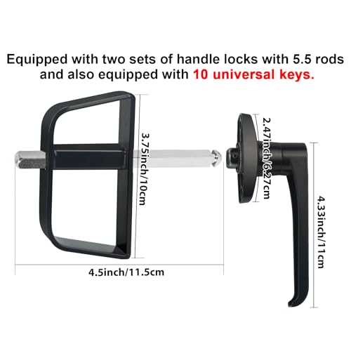 L-Handle Lock Kit,Hurrikom Double Shed Door Latch with 5.5" Stem, Lock Matching Set Includes 10 Keys for Sheds Doors, Playhouses, Chicken Coops,Camper, RV, etc(Black).All Keys are Universal. - size: 5.5 inch-BLACK-L