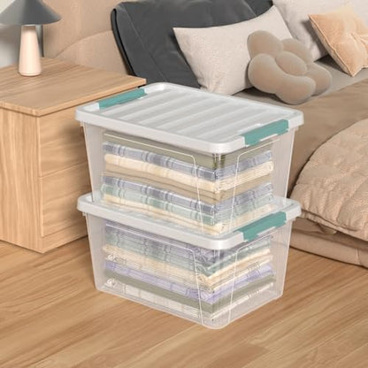 35 Qt Plastic Storage Bin with Lid, Clear Latch Storage Box, 4-Pack - size: 35 Qt