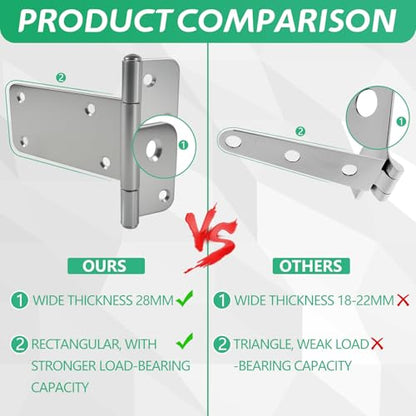 5 in T-Strap Shed Door Hinges,260 Lbs Capacity,4 Pack Heavy Duty Tee Hinge - color: Silver, size: 5 in -4 pcs