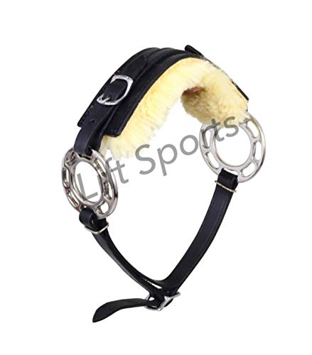 Black/Brown Hackamore Bitless Horse Bit English Western Adjustable Padded Fur Original Leather Bridle Equestrian Tack