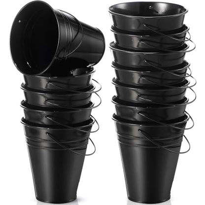 Sadnyy 12 Pack 4.5 X 5 inch Black Metal Buckets - color: Black, size: 4.5 x 5 in