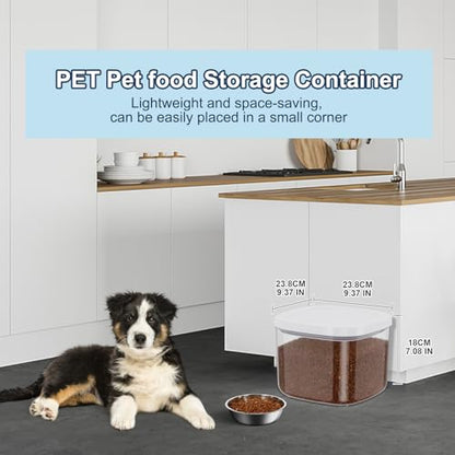LEAWALK 5-8Lbs/5.28Qt/5L Airtight Dog Cat Food Storage Container and Pet Storage Bin BPA-Free. PET Clear Stackable Dog Treat Containers for Pet Food/Rice/Dry/Cereals/Flour/Sugar/Bread, etc (Medium - color: White (5L-1Pack)