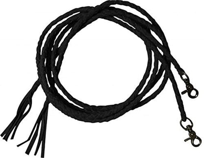 Leather Braided Split Reins - color: Black