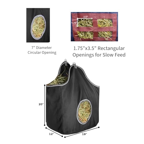 Derby Originals Large 24 OZ Canvas Horse Hay Bag 2 Sided Combo Design X Wide Gusset and 6 Month Warranty - color: Tan/Chocolate