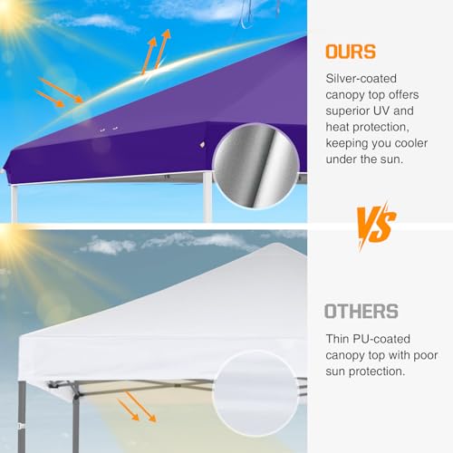 EAGLE PEAK 10x10 Pop Up Canopy Tent Easy Up Canopy Outdoor, Purple - color: Purple, size: 10x10