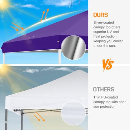 EAGLE PEAK 10x10 Pop Up Canopy Tent Easy Up Canopy Outdoor, Purple - color: Purple, size: 10x10