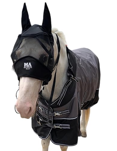 Majestic Ally Horse Fly Mask with Ears, Black - color: Black
