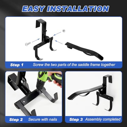 Shinylin 2 Pcs Folding Portable Saddle Rack, Hangs on StallWalls or Doors, Removable Horse Saddle Rack Stand