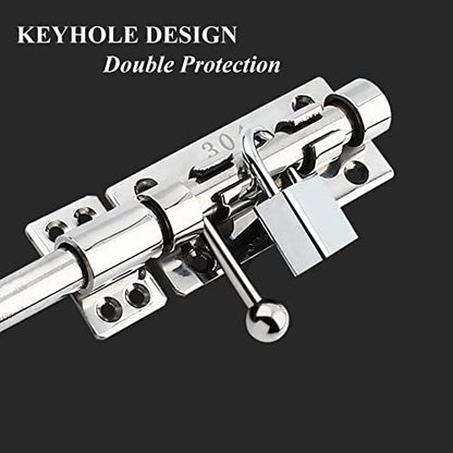 8in Slide Bolt Gate Latch 304 Stainless Steel Barrel Bolt Latch Heavy Duty Door Security Lock Thickened Door Latches Hardware with Mounting Screws for Barn Fence Shed Basement - color: 8in Silver