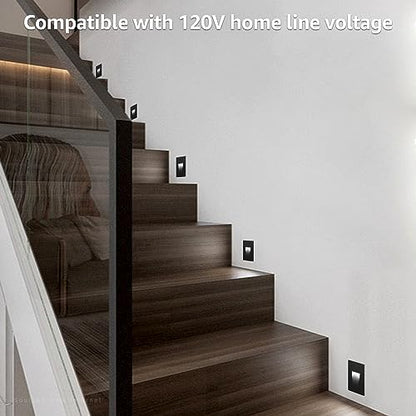 LEONLITE 6-Pack 5CCT 120V LED Step Lights, Vertical, Black - color: Black, size: 2.87 Inch