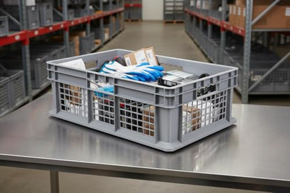 Hudson Exchange 24 x 16 x 8" (4 Pack) Mesh Straight Wall Handled Storage Container Tote, Gray - color: Gray, size: 4 Pack