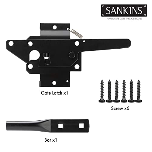 Heavy Duty Self-Locking Gate Latch for Wooden Fence Post Mount, 1Pcs Black - color: Black(1pcs)