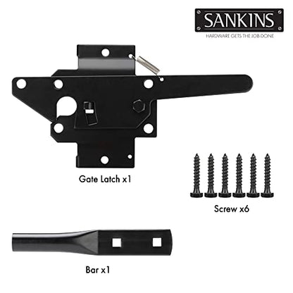 Heavy Duty Self-Locking Gate Latch for Wooden Fence Post Mount, 1Pcs Black - color: Black(1pcs)