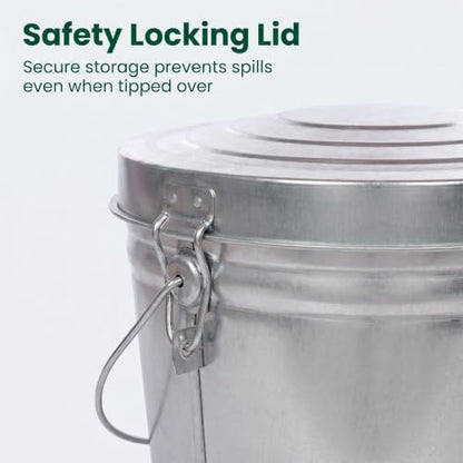 6 Gallon Galvanized Steel Storage Can with Locking Lid, Heavy Duty Metal Storage Container, Rust-Resistant Metal Bin for Dog Food, Pet Food, Bird Seed, Kitchen, Garage & Home Storage